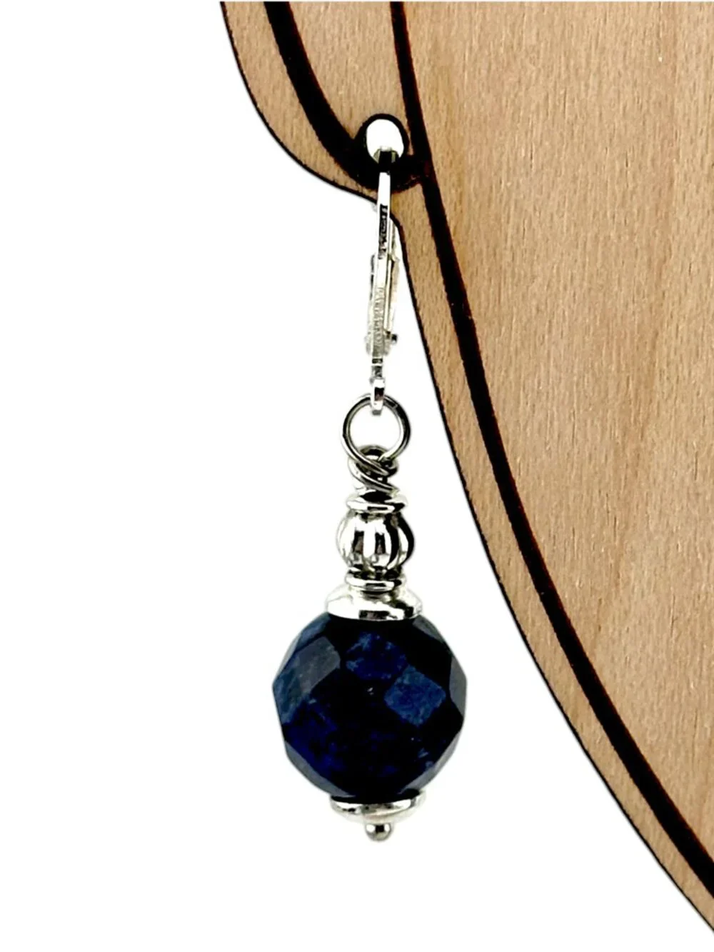 Navy Blue Sodalite Earrings Faceted Dangle Drop 925 Sterling Silver Leverbacks